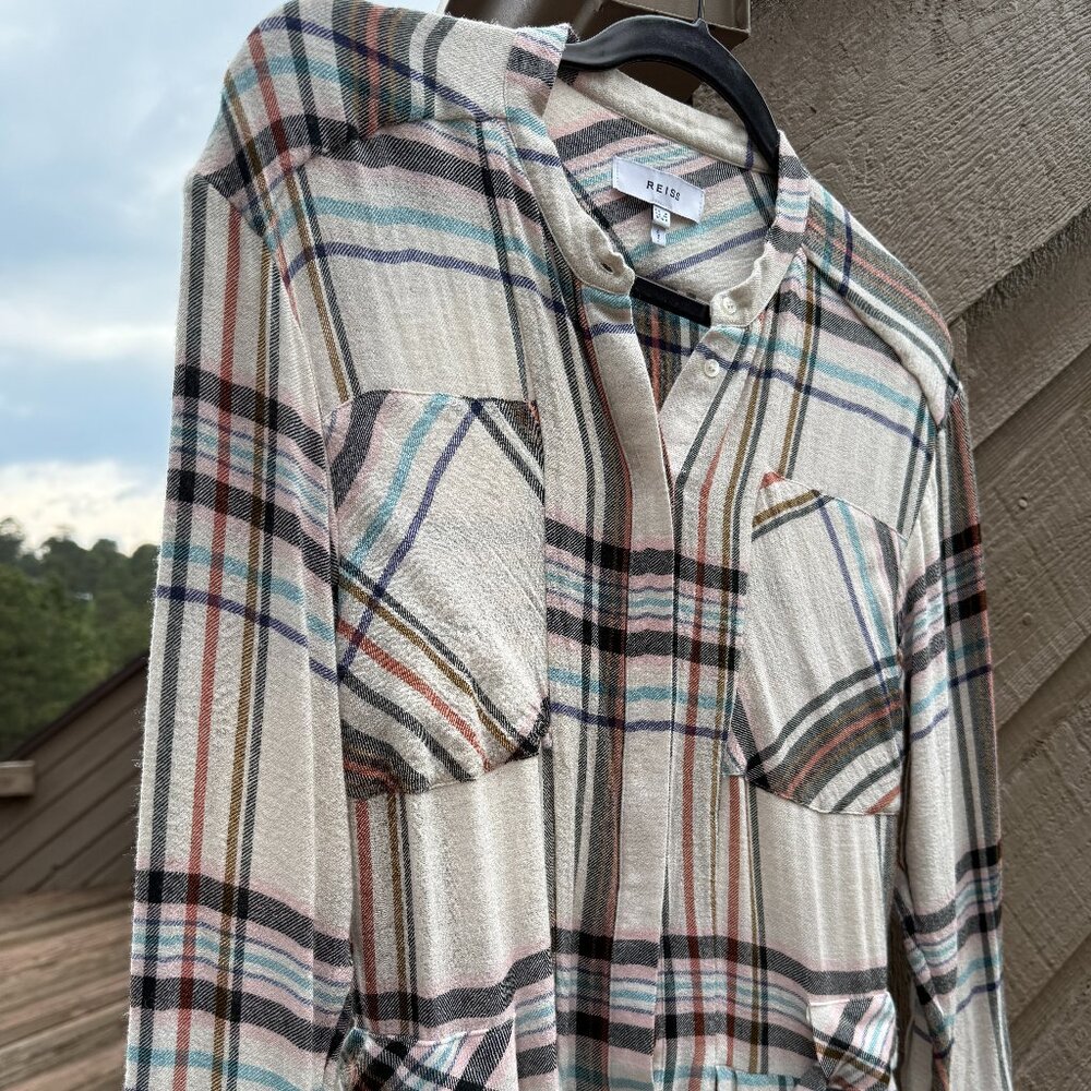 NWOT Reiss Plaid, Flannel Midi Popover Dress - Picture 4 of 15